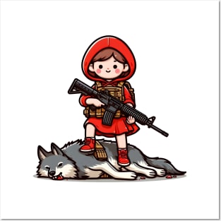 Tactical Little Red Riding Hood Adventure Tee: Where Fairytales Meet Bold Style Posters and Art